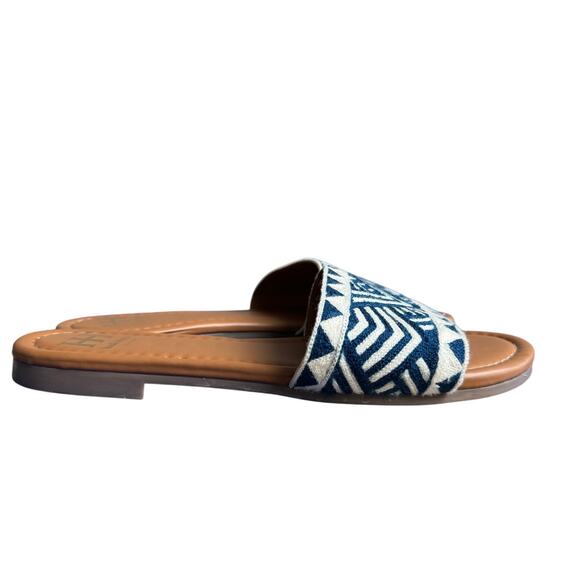 Haute Hippie Blue Aztec Embroidered Slide Sandals Size 8.5 - Picture 2 of 11